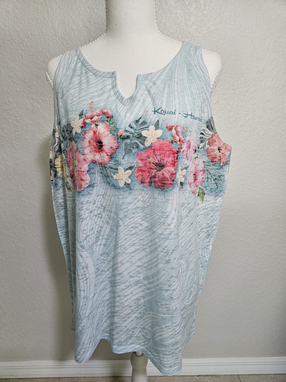 Blue 84 Light Blue Marbled Tank Top